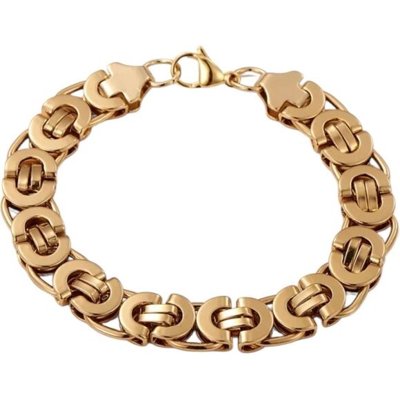 18K Gold Plated Byzantine Chain Bracelet - Picture 1 of 9
